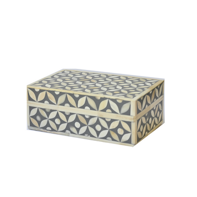 Bone Inlay Small Gift Box : Starburst : Dark Grey