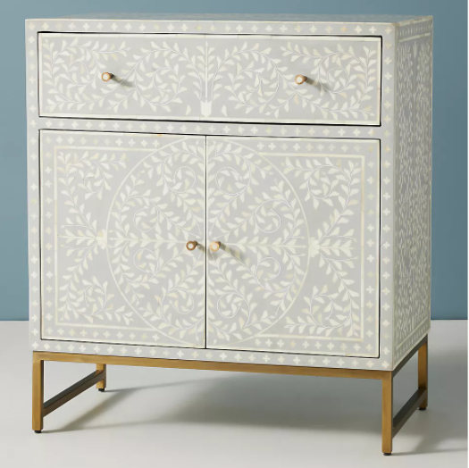 Bone Inlay Small Cabinet : Liana : Grey Bone Inlay Small Cabinet : Liana : Grey
