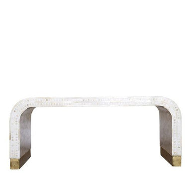 Bone Inlay Waterfall Coffee Table : Zelliges : White