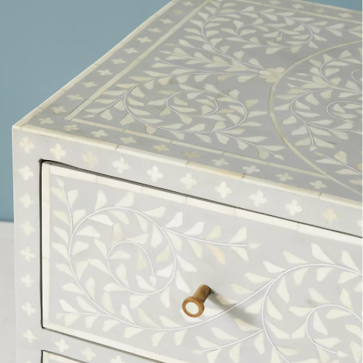 Bone Inlay Small Cabinet : Liana : Grey Bone Inlay Small Cabinet : Liana : Grey