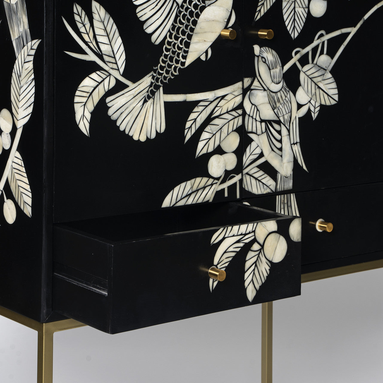 Bone Inlay Bar Cabinet : Birds Bone Inlay Bar Cabinet : Birds