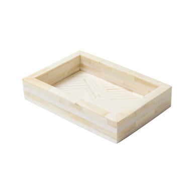 Bone Inlay Mini Tray : Criss Cross : White