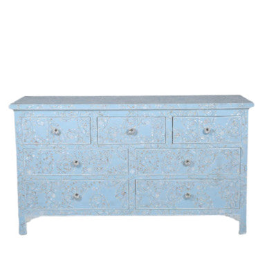 Mother of Pearl Inlay 7 Drawer Chest : Boteh : Blue