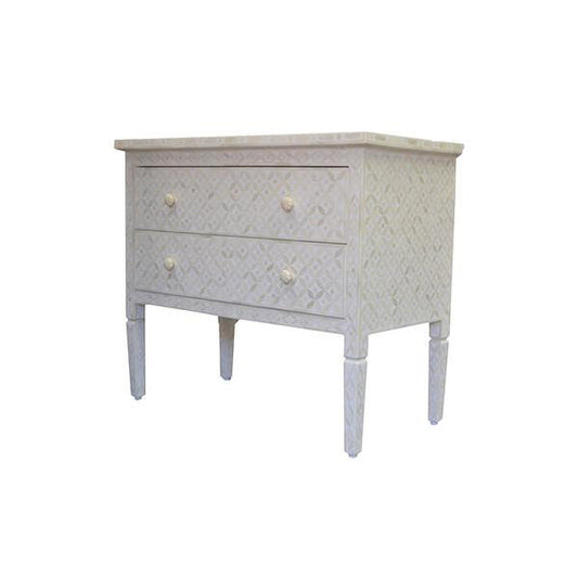 Bone Inlay 2 Drawer Chest : Starburst : White