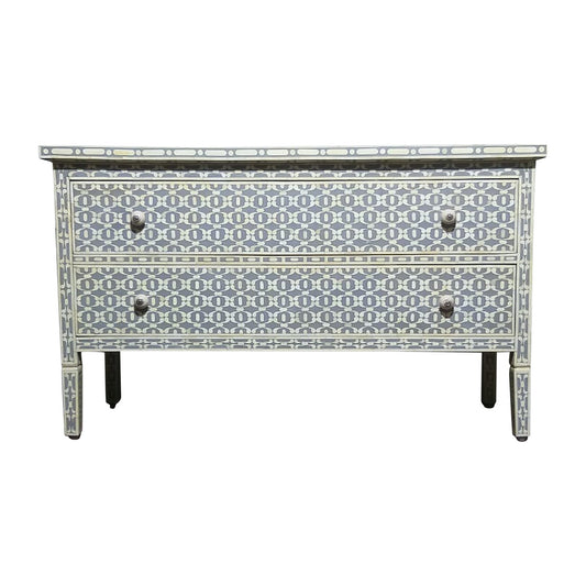 Bone Inlay 2 Drawer Chest : Lantern : Grey