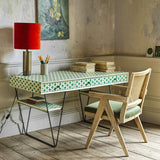 Bone Inlay Desk with V Legs : Pixel : Green Bone Inlay Desk with V Legs : Pixel : Green