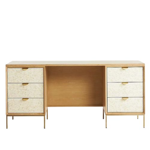Oak & Layered Bone Desk