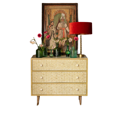 Bone Inlay 3 Drawer Chest : Web : Mustard
