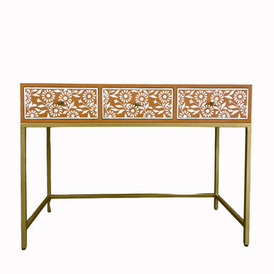 Bone Inlay Console with Brass Look Legs : Marguerite : Clay