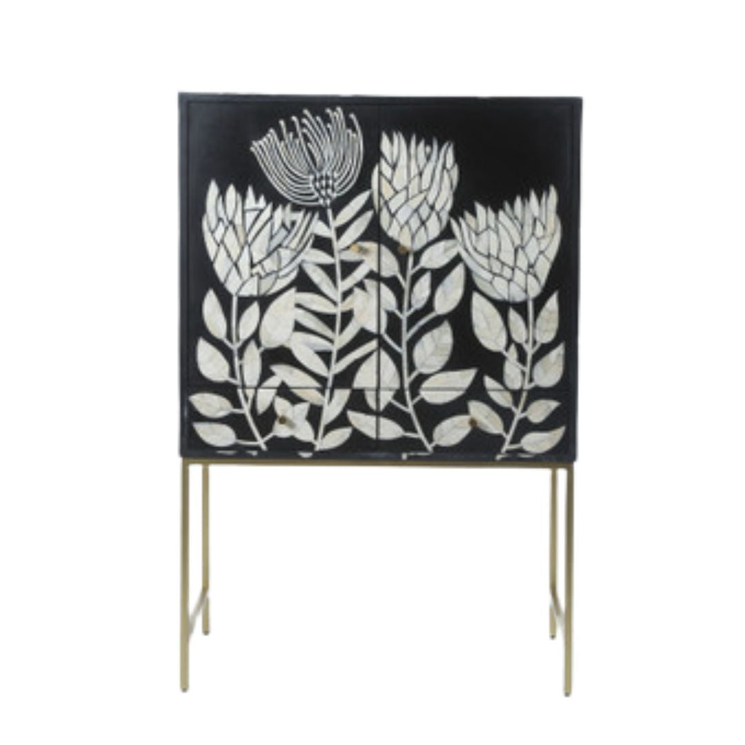 Bone Inlay Bar Cabinet : Protea Bone Inlay Bar Cabinet : Protea