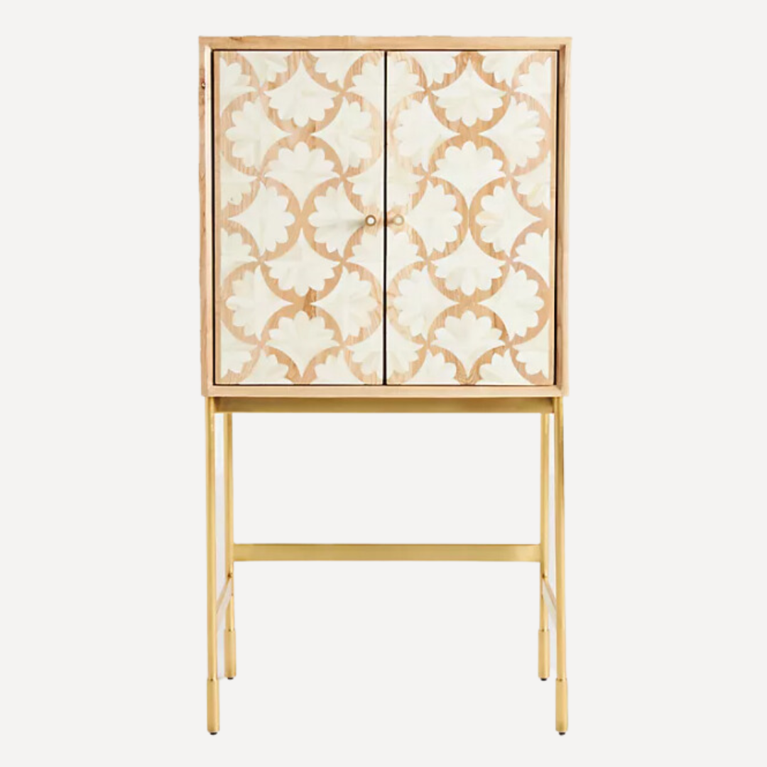 Bone & Timber Inlay Bar Cabinet : Fantail : Natural Bone & Timber Inlay Bar Cabinet : Fantail : Natural