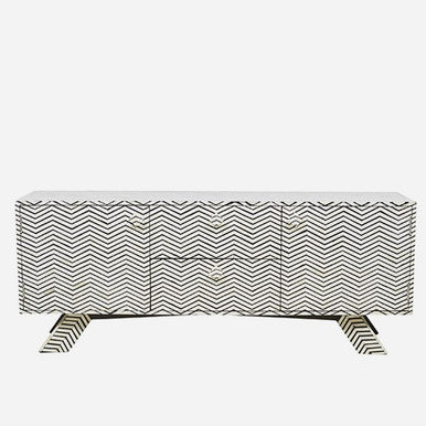 Bone Inlay TV Sideboard : Zig Zag : Black