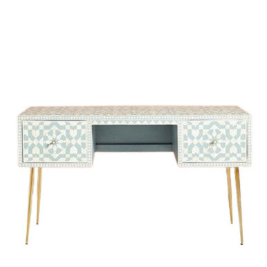 Bone Inlay Desk : Zelliges : Turquoise