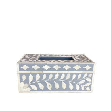 Bone Inlay Tissue Holder : Floral : Grey