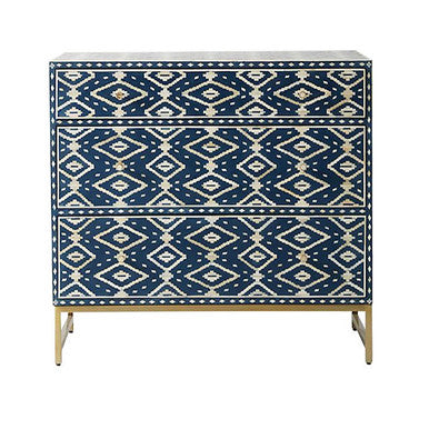Bone Inlay 3 Drawer Chest : Patola : Indigo