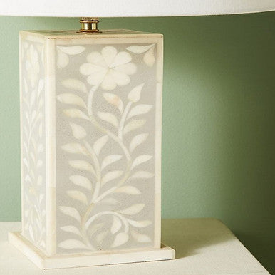 Bone Inlay Lamp Base : Floral : Black