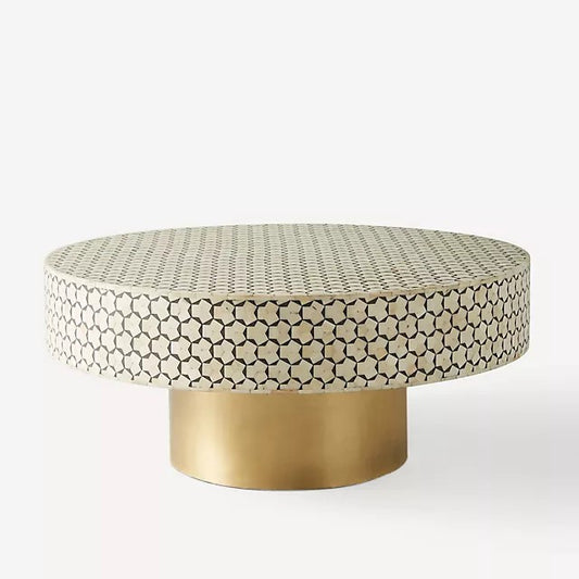 Bone Inlay Round Coffee Table : Tri-Square : Charcoal