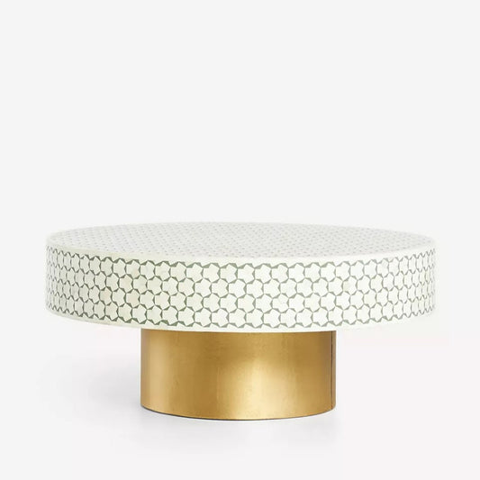 Bone Inlay Round Coffee Table : Tri-Square : Sage