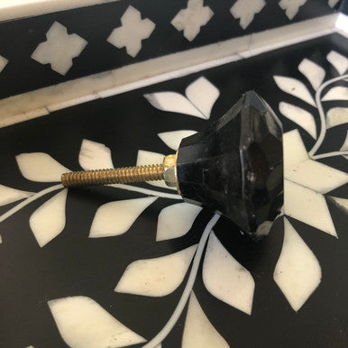 Dresser Knob : Black Crystal Look