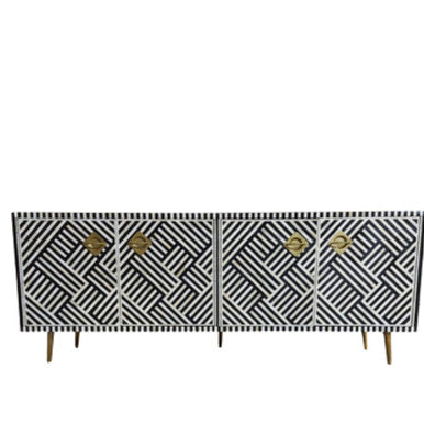 Bone Inlay TV Sideboard : Criss Cross : Black