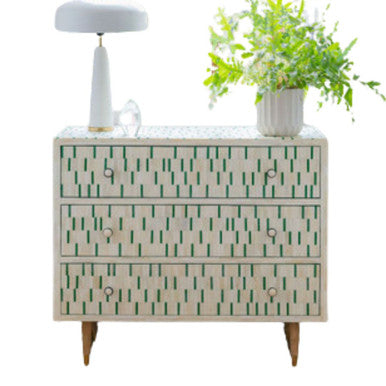 Bone Inlay 3 Drawer Chest : Morse : Green