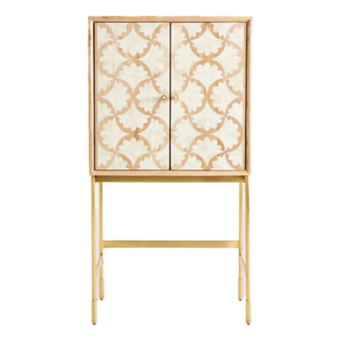 Bone & Timber Inlay Bar Cabinet : Fantail : Natural Bone & Timber Inlay Bar Cabinet : Fantail : Natural