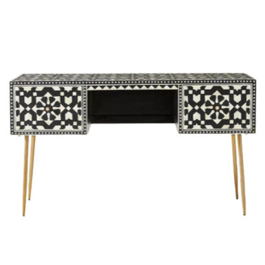 Bone Inlay Desk : Zelliges : Black