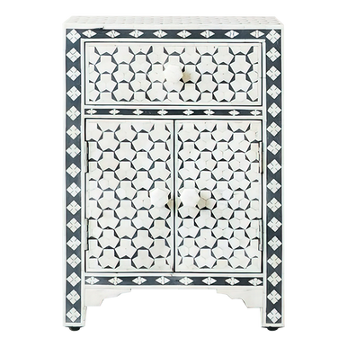 Bone Inlay Bedside Cabinet : Tri Square : Grey