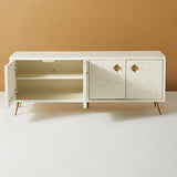 Bone Inlay TV Sideboard : Criss Cross : White Bone Inlay TV Sideboard : Criss Cross : White