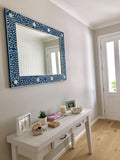 Bone Inlay Rectangular Mirror : Floral : Blue Bone Inlay Rectangular Mirror : Floral : Blue