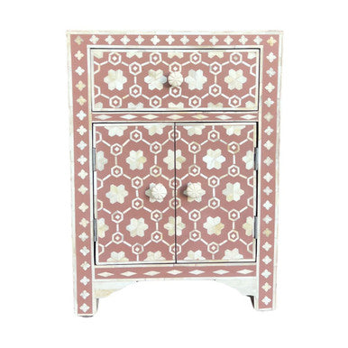 Bone Inlay Bedside Cabinet : Hexafloral : Blush