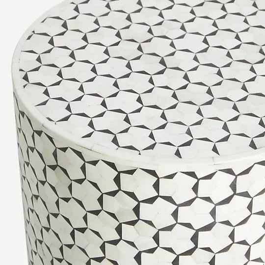 Bone Inlay Side Table : Tri-Square : Grey Bone Inlay Side Table : Tri-Square : Grey