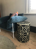 Bone Inlay Side Table : Abstract : Black Bone Inlay Side Table : Abstract : Black
