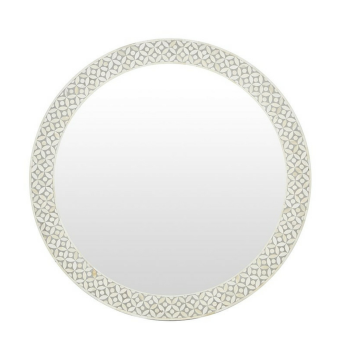 Bone Inlay Round Mirror : Starburst Bone Inlay Round Mirror : Starburst