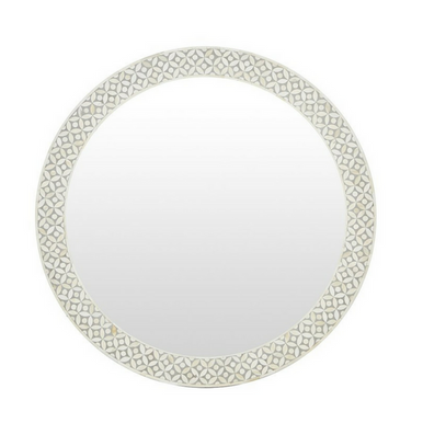 Bone Inlay Round Mirror : Starburst Bone Inlay Round Mirror : Starburst
