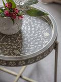 Bone Inlay Round Side Table with Metal Legs : Laurel : Grey Bone Inlay Round Side Table with Metal Legs : Laurel : Grey