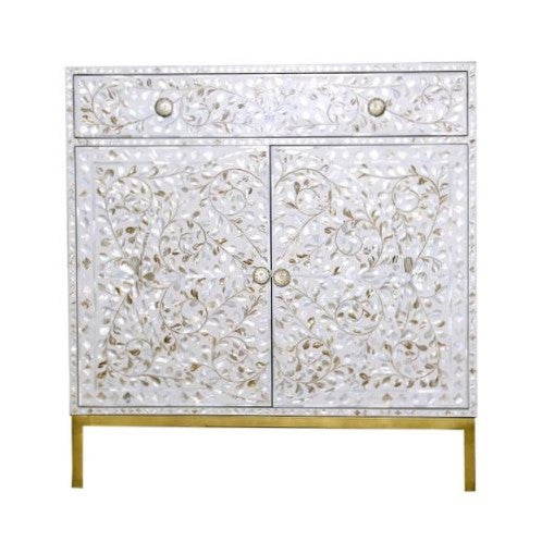 Mother of Pearl Inlay Cabinet : Liana : White