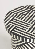 Bone Inlay Lamp Table : Criss Cross : Black Bone Inlay Lamp Table : Criss Cross : Black