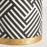 Bone Inlay Lamp Table : Criss Cross : Black Bone Inlay Lamp Table : Criss Cross : Black