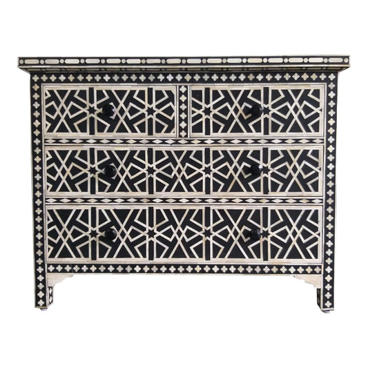 Bone Inlay 4 Drawer Chest : Abstract : Black