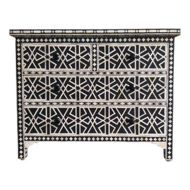 Bone Inlay 4 Drawer Chest : Abstract : Black
