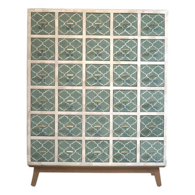 Bone Inlay Apothecary Unit : Quatrefoil : Green