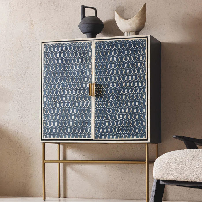 Bone Inlay Cabinet : Arches : Indigo Bone Inlay Cabinet : Arches : Indigo