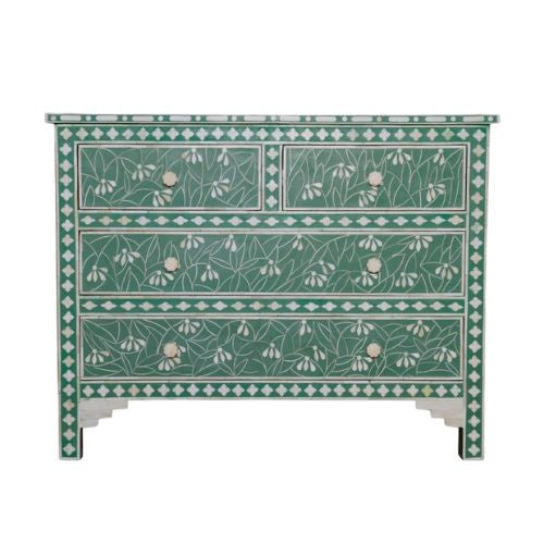 Bone Inlay 4 Drawer Chest : Snowdrop : Eucalyptus