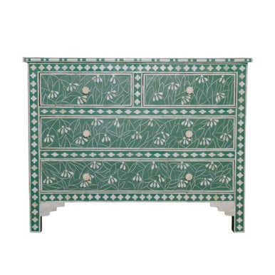 Bone Inlay 4 Drawer Chest : Snowdrop : Eucalyptus