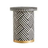 Bone Inlay Lamp Table : Criss Cross : Black Bone Inlay Lamp Table : Criss Cross : Black