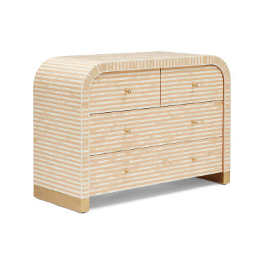 Bone Inlay 4 Drawer Chest : Stripe : Apricot