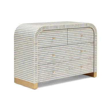 Bone Inlay 4 Drawer Chest : Stripe : Grey