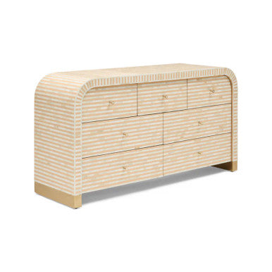 Bone Inlay 7 Drawer Chest : Stripe : Apricot