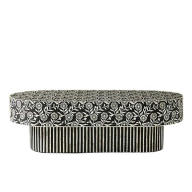 Bone Inlay Rectangular Coffee Table : Marguerite : Black
